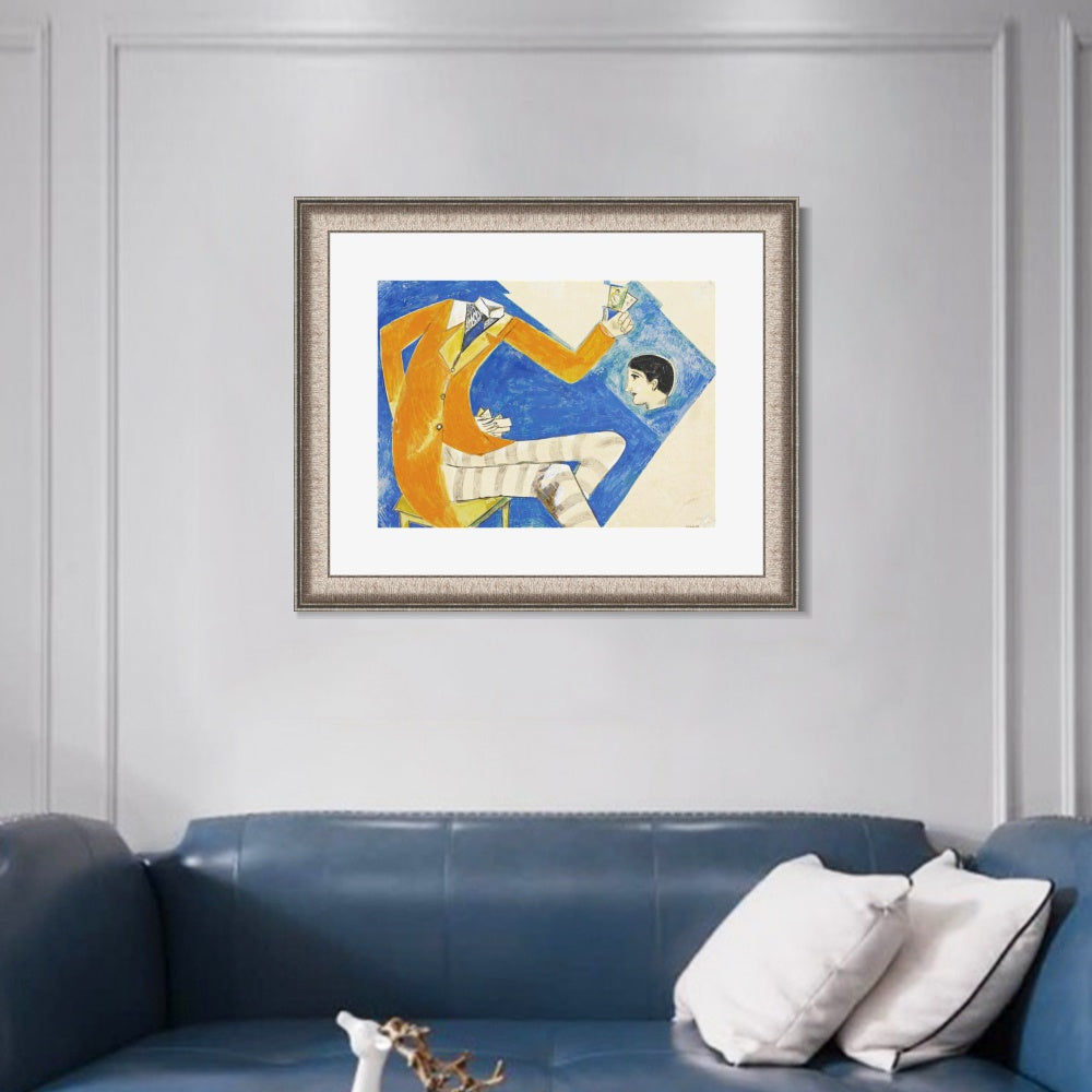 INVIN ART Framed Canvas Art Giclee Print Coat by Marc Chagall Wall Art Room Living Office Home Decorations