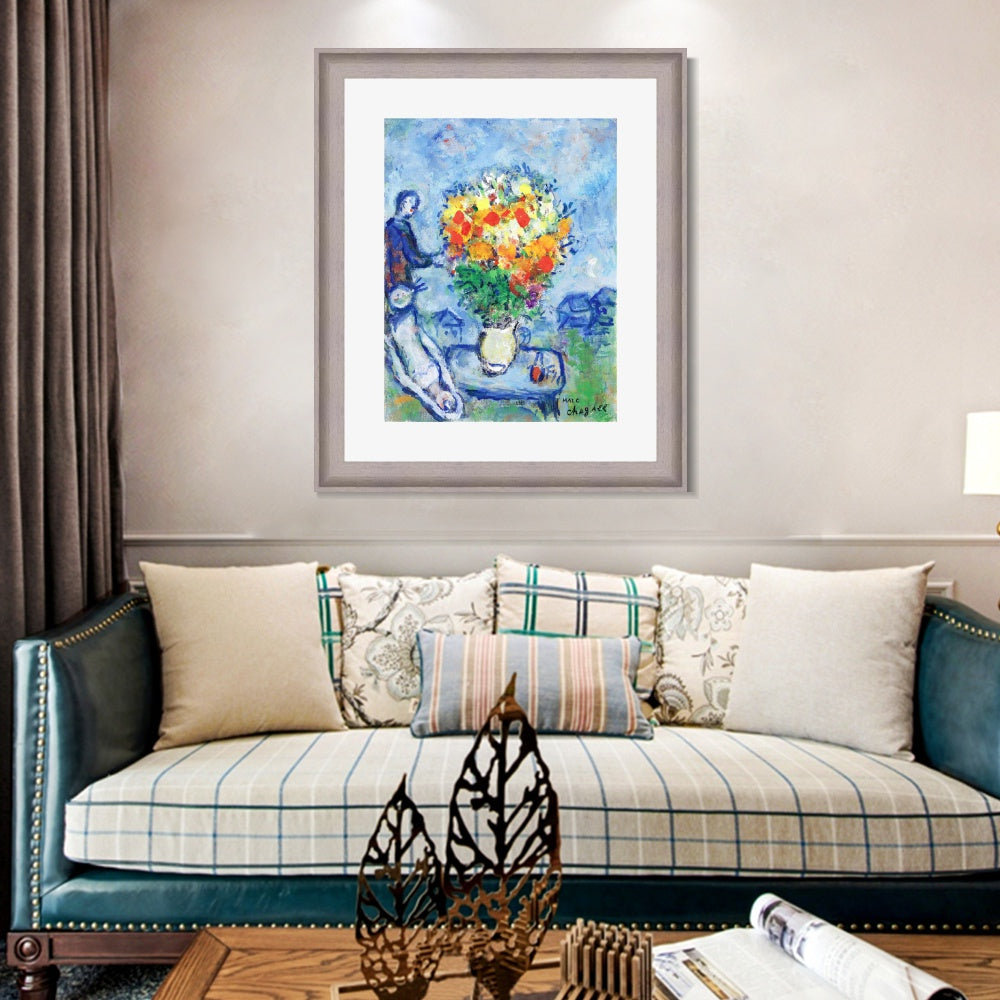 INVIN ART Framed Canvas Art Giclee Print Flower 15 by Marc Chagall Wall Art Room Living Office Home Decorations