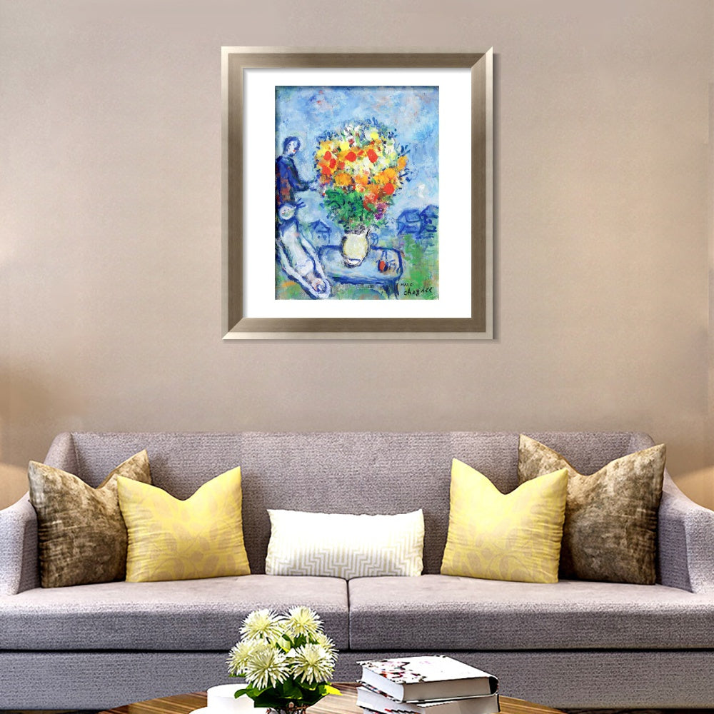 INVIN ART Framed Canvas Art Giclee Print Flower 15 by Marc Chagall Wall Art Room Living Office Home Decorations