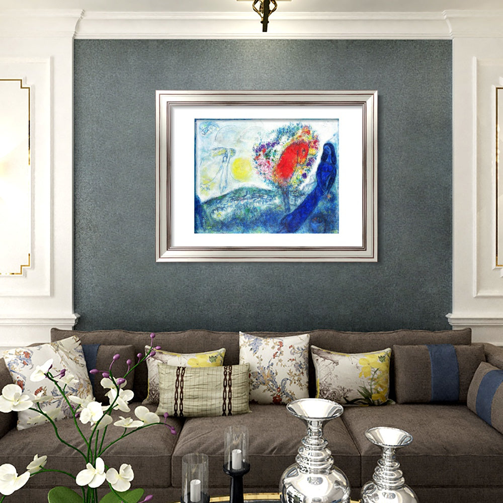 INVIN ART Framed Canvas Art Giclee Print Flower tree by Marc Chagall Wall Art Room Living Office Home Decorations