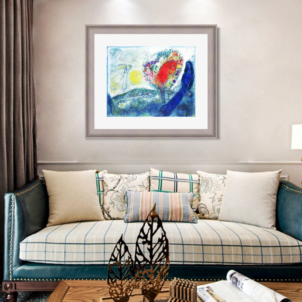 INVIN ART Framed Canvas Art Giclee Print Flower tree by Marc Chagall Wall Art Room Living Office Home Decorations