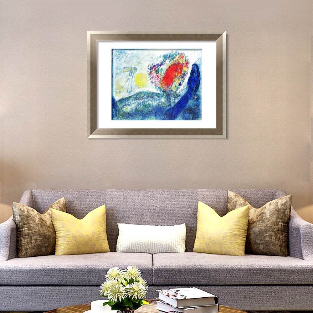 INVIN ART Framed Canvas Art Giclee Print Flower tree by Marc Chagall Wall Art Room Living Office Home Decorations