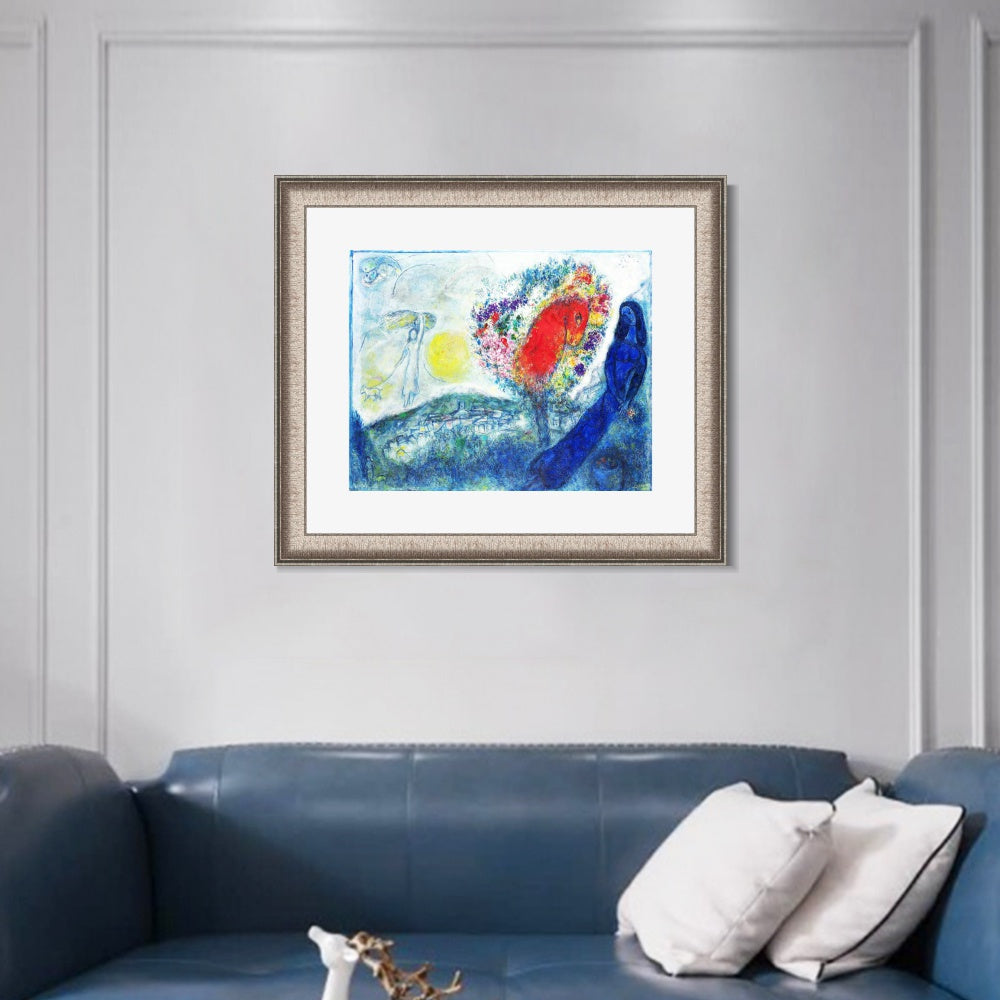 INVIN ART Framed Canvas Art Giclee Print Flower tree by Marc Chagall Wall Art Room Living Office Home Decorations