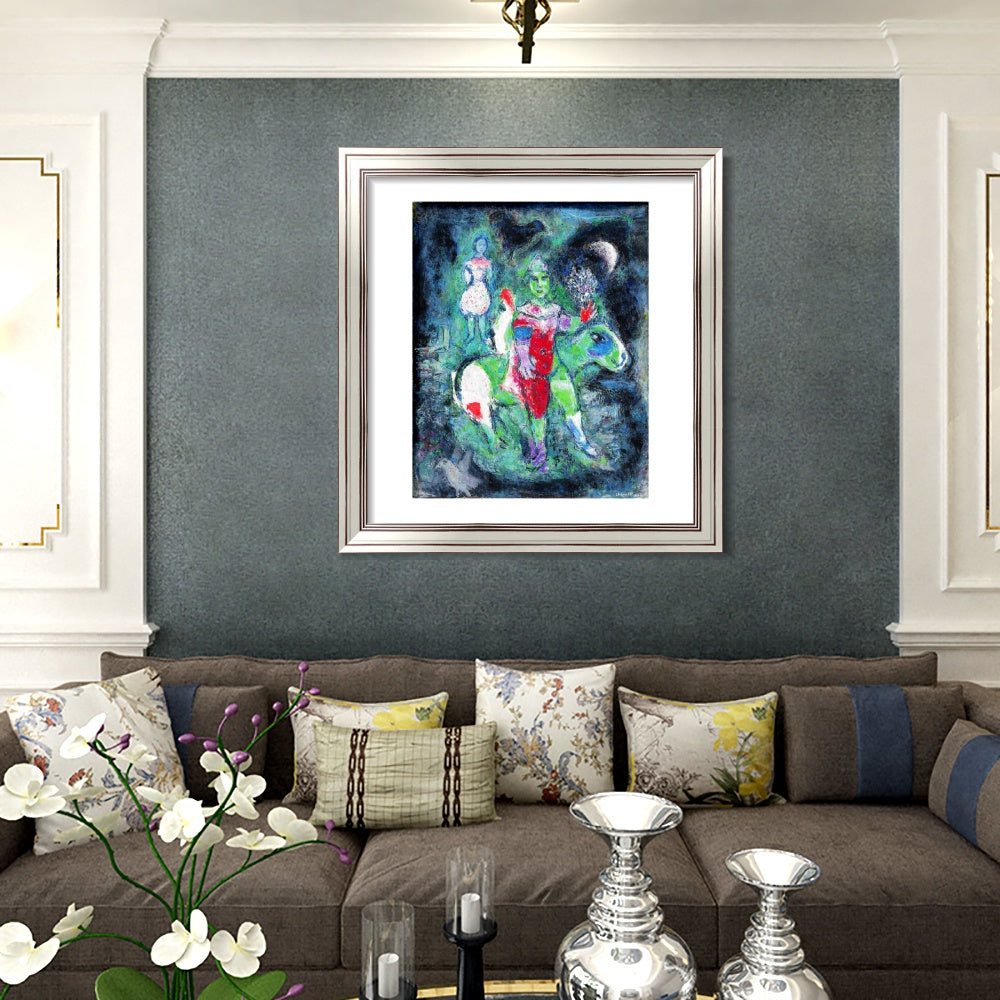 INVIN ART Framed Canvas Art Giclee Print Knight by Marc Chagall Wall Art Room Living Office Home Decorations