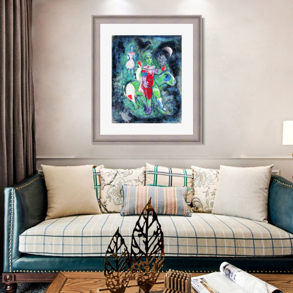 INVIN ART Framed Canvas Art Giclee Print Knight by Marc Chagall Wall Art Room Living Office Home Decorations