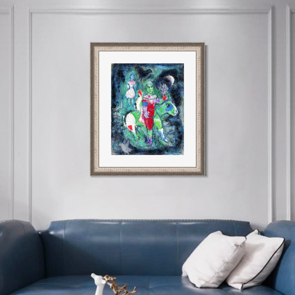 INVIN ART Framed Canvas Art Giclee Print Knight by Marc Chagall Wall Art Room Living Office Home Decorations
