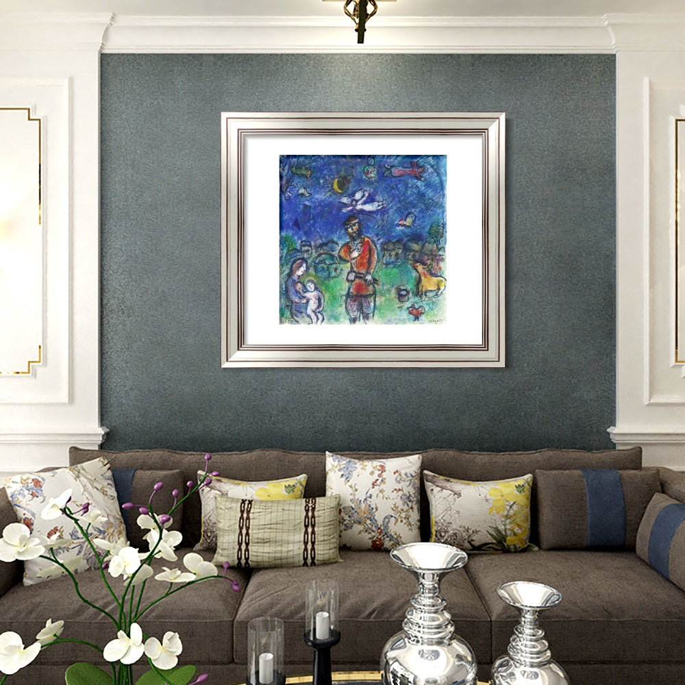 INVIN ART Framed Canvas Art Giclee Print Soldier by Marc Chagall Wall Art Room Living Office Home Decorations