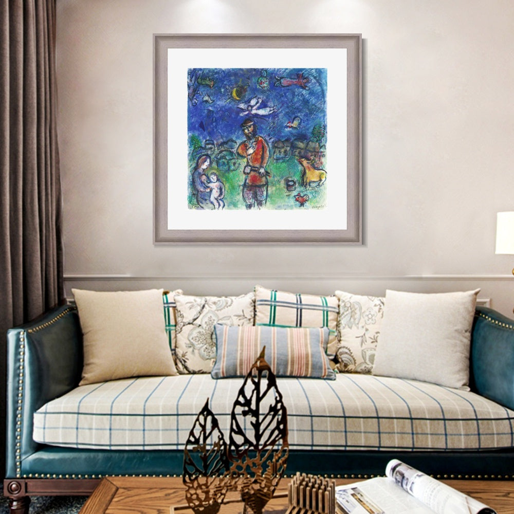 INVIN ART Framed Canvas Art Giclee Print Soldier by Marc Chagall Wall Art Room Living Office Home Decorations