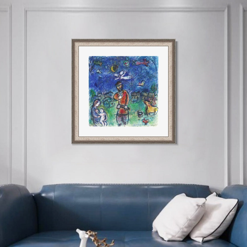 INVIN ART Framed Canvas Art Giclee Print Soldier by Marc Chagall Wall Art Room Living Office Home Decorations