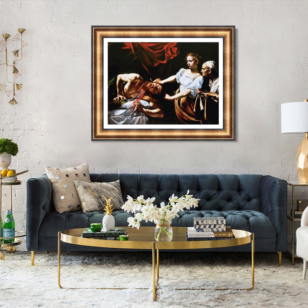 INVIN ART Framed Canvas Art Giclee Print Judith Beheading Holofernes by Michelangelo Merisi da Caravaggio Wall Art