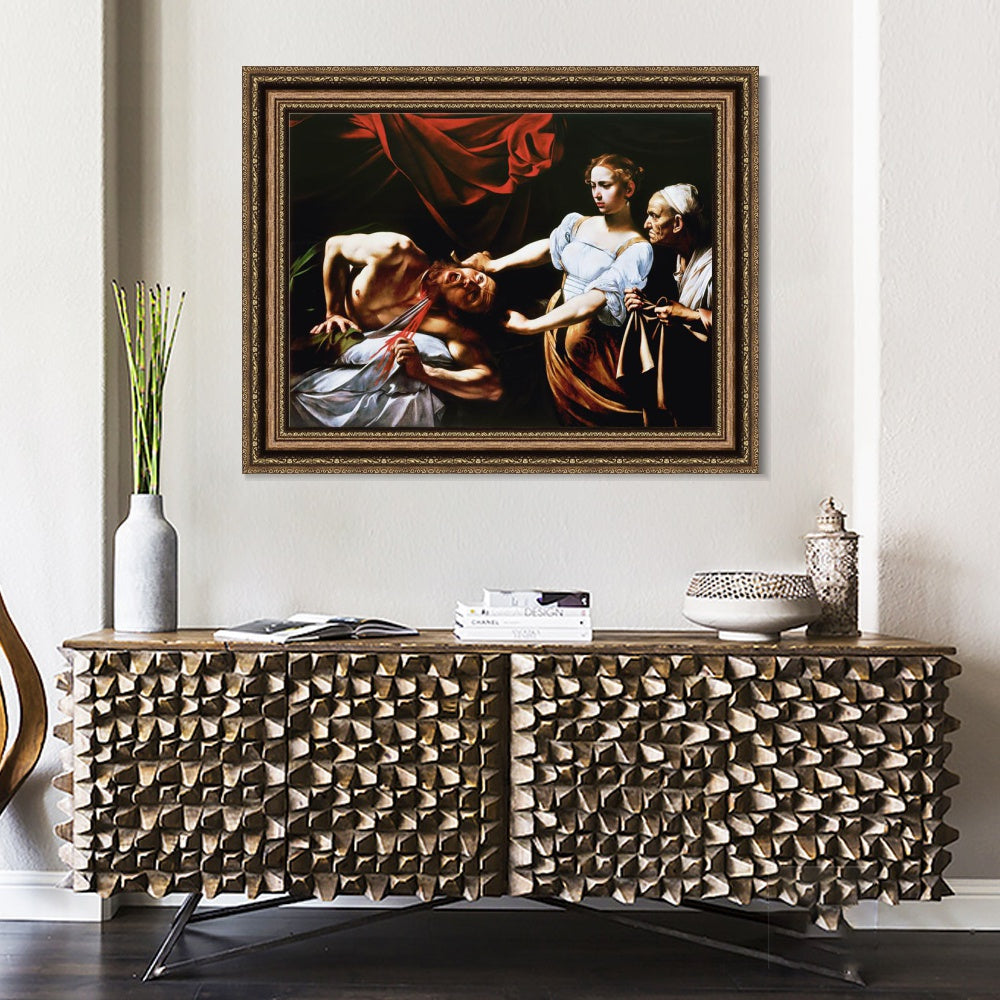 INVIN ART Framed Canvas Art Giclee Print Judith Beheading Holofernes by Michelangelo Merisi da Caravaggio Wall Art