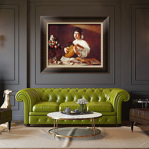 INVIN ART Framed Canvas Art Giclee Print The Lute Player by Michelangelo Merisi da Caravaggio Wall Art Living Room Home Office Decorations