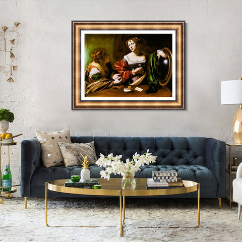 INVIN ART Framed Canvas Art Giclee Print Martha and Mary Magdalene by Michelangelo Merisi da Caravaggio Wall Art Living Room Home Office Decorations