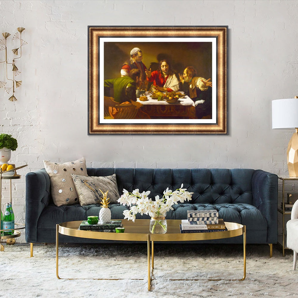 INVIN ART Framed Canvas Art Giclee Print The Supper at Emmaus by Michelangelo Merisi da Caravaggio Wall Art