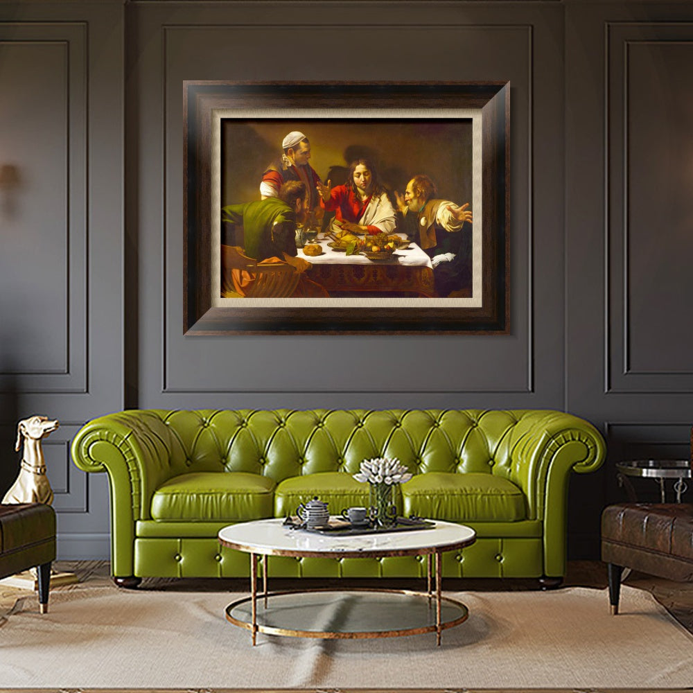 INVIN ART Framed Canvas Art Giclee Print The Supper at Emmaus by Michelangelo Merisi da Caravaggio Wall Art