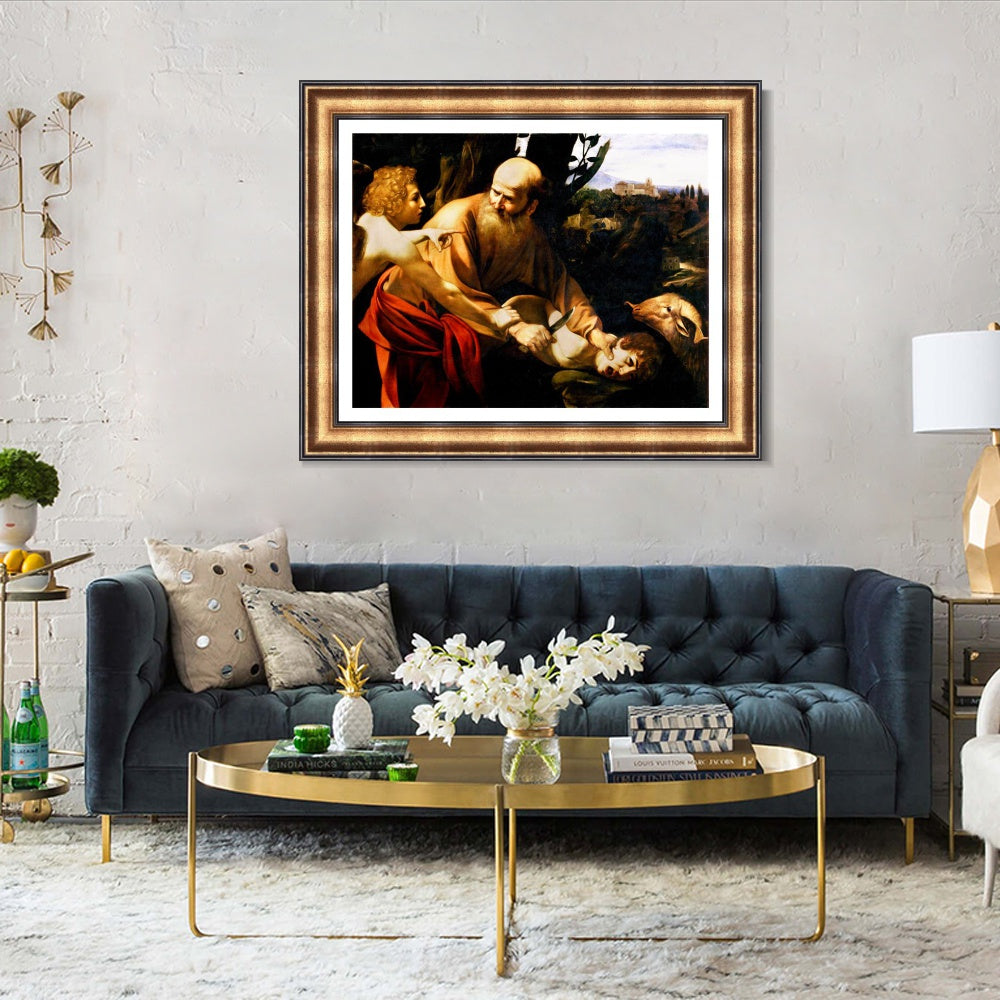 INVIN ART Framed Canvas Art Giclee Print The Sacrifice of Isaac by Michelangelo Merisi da Caravaggio Wall Art