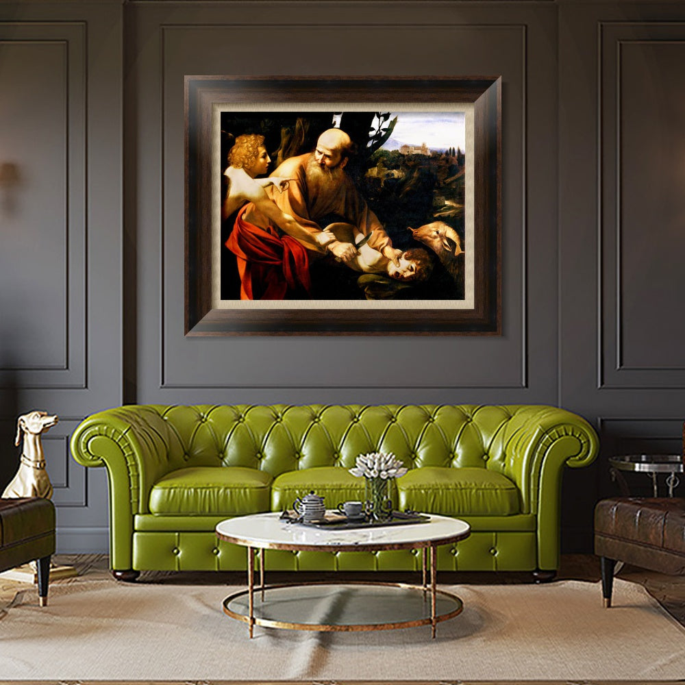 INVIN ART Framed Canvas Art Giclee Print The Sacrifice of Isaac by Michelangelo Merisi da Caravaggio Wall Art
