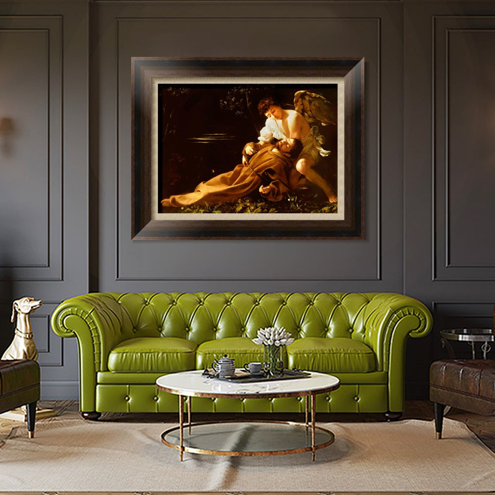 INVIN ART Framed Canvas Art Giclee Print St. Francis in Ecstasy by Michelangelo Merisi da Caravaggio Wall Art