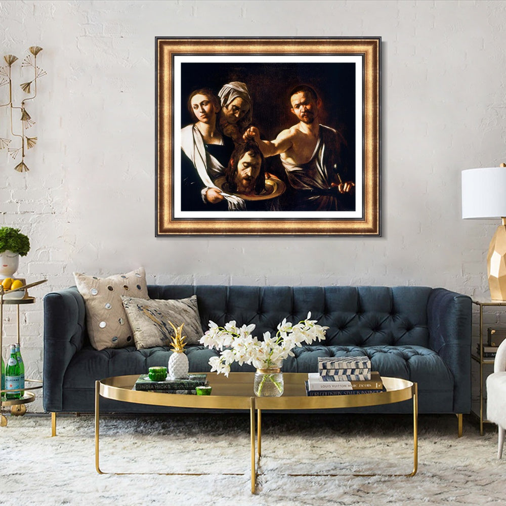 INVIN ART Framed Canvas Art Giclee Print Salome with The Head of St John The Baptist by Michelangelo Merisi da Caravaggio Wall Art