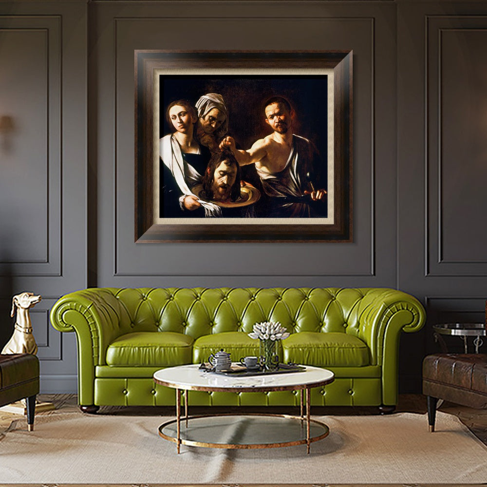 INVIN ART Framed Canvas Art Giclee Print Salome with The Head of St John The Baptist by Michelangelo Merisi da Caravaggio Wall Art