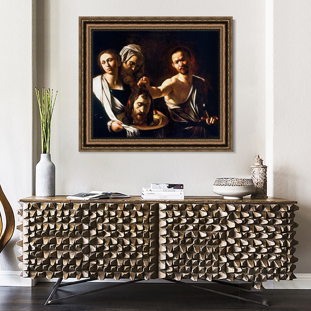INVIN ART Framed Canvas Art Giclee Print Salome with The Head of St John The Baptist by Michelangelo Merisi da Caravaggio Wall Art