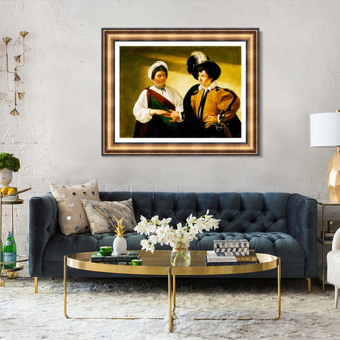 INVIN ART Framed Canvas Art Giclee Print The fortune teller 2 by Michelangelo Merisi da Caravaggio Wall Art Living Room Home Office Decorations
