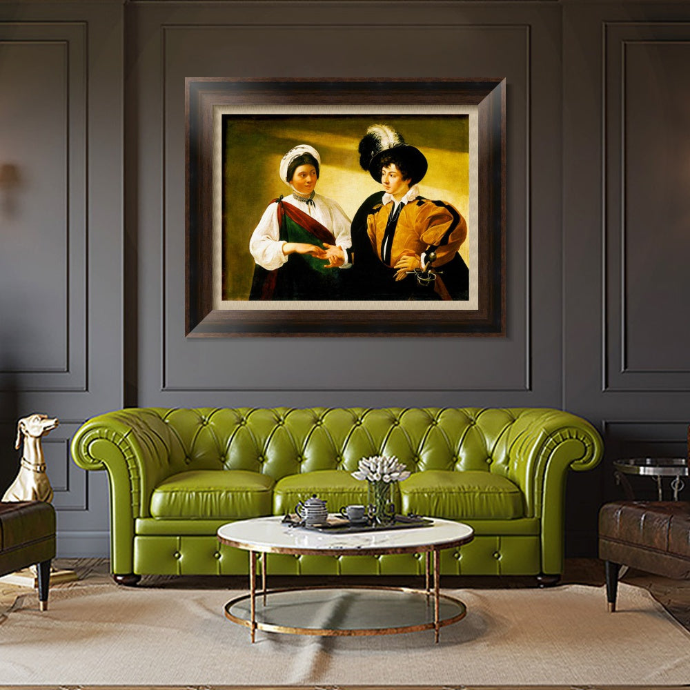INVIN ART Framed Canvas Art Giclee Print The fortune teller 2 by Michelangelo Merisi da Caravaggio Wall Art