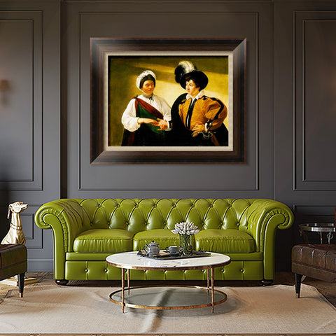 INVIN ART Framed Canvas Art Giclee Print The fortune teller 2 by Michelangelo Merisi da Caravaggio Wall Art Living Room Home Office Decorations