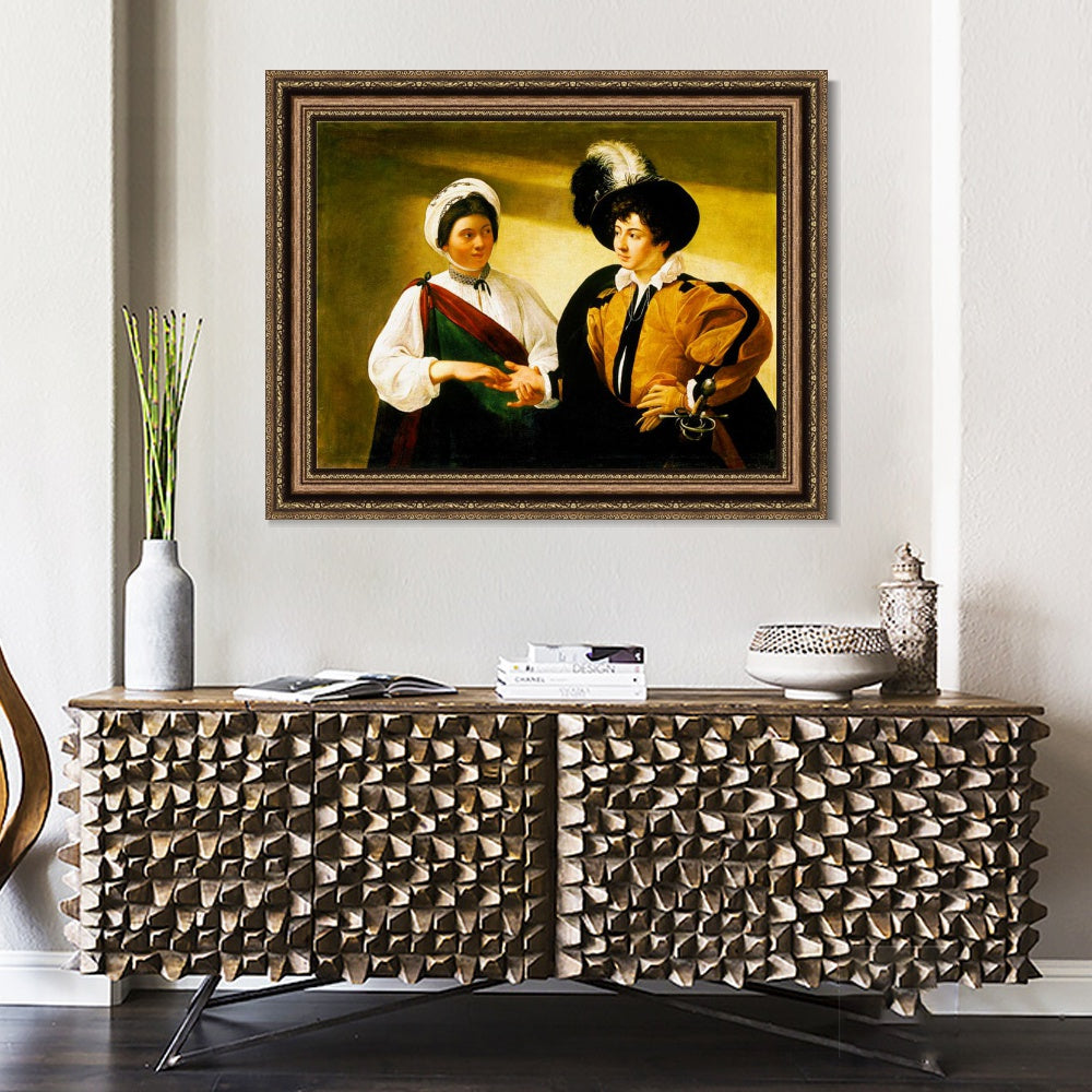 INVIN ART Framed Canvas Art Giclee Print The fortune teller 2 by Michelangelo Merisi da Caravaggio Wall Art