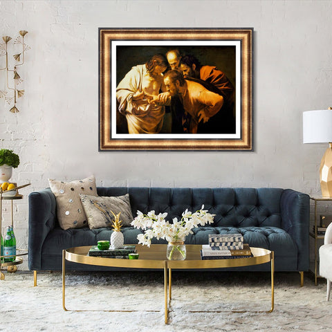 INVIN ART Framed Canvas Art Giclee Print The Incredulity of Saint Thomas by Michelangelo Merisi da Caravaggio Wall Art Living Room Home Office Decorations