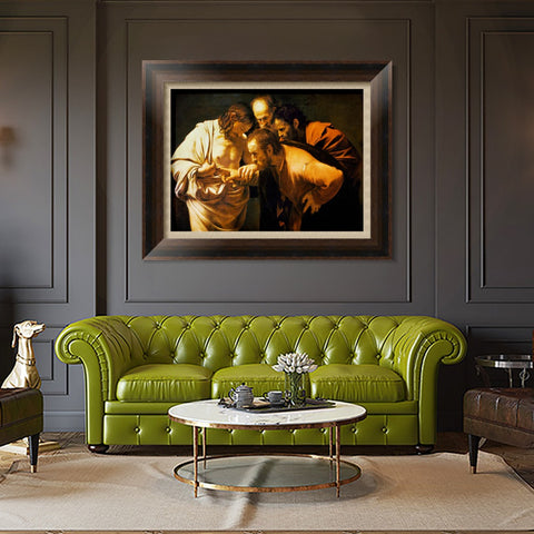 INVIN ART Framed Canvas Art Giclee Print The Incredulity of Saint Thomas by Michelangelo Merisi da Caravaggio Wall Art Living Room Home Office Decorations