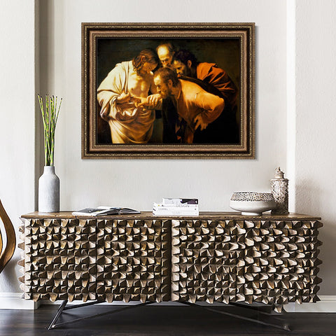 INVIN ART Framed Canvas Art Giclee Print The Incredulity of Saint Thomas by Michelangelo Merisi da Caravaggio Wall Art Living Room Home Office Decorations