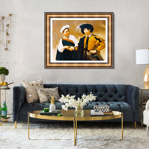 INVIN ART Framed Canvas Art Giclee Print The Fortune Teller by Michelangelo Merisi da Caravaggio Wall Art Living Room Home Office Decorations