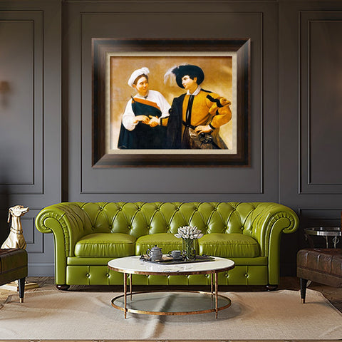 INVIN ART Framed Canvas Art Giclee Print The Fortune Teller by Michelangelo Merisi da Caravaggio Wall Art Living Room Home Office Decorations
