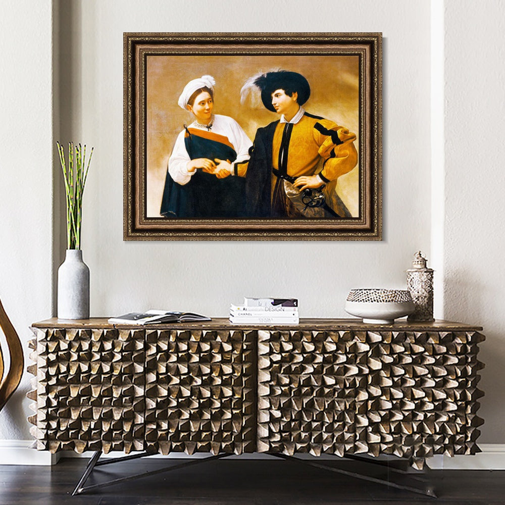 INVIN ART Framed Canvas Art Giclee Print The Fortune Teller by Michelangelo Merisi da Caravaggio Wall Art