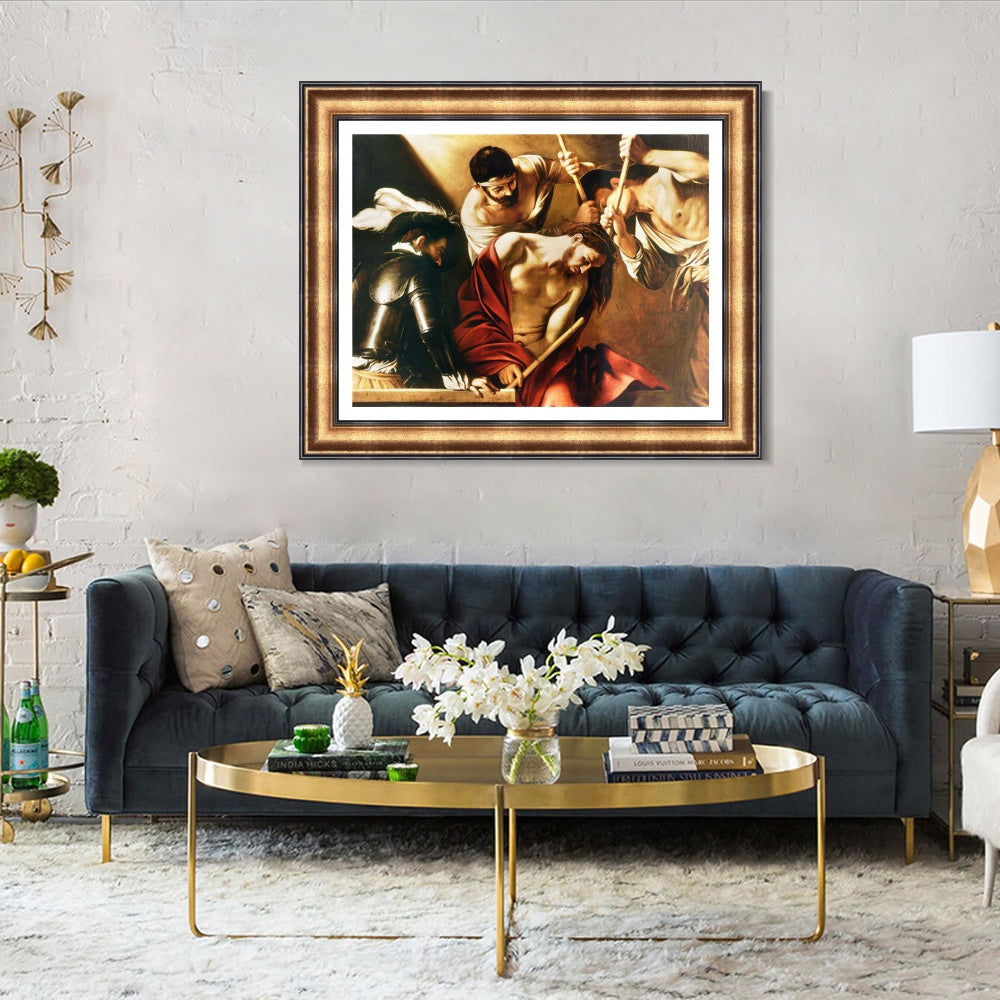 INVIN ART Framed Canvas Art Giclee Print The Crowning with Thorns by Michelangelo Merisi da Caravaggio Wall Art