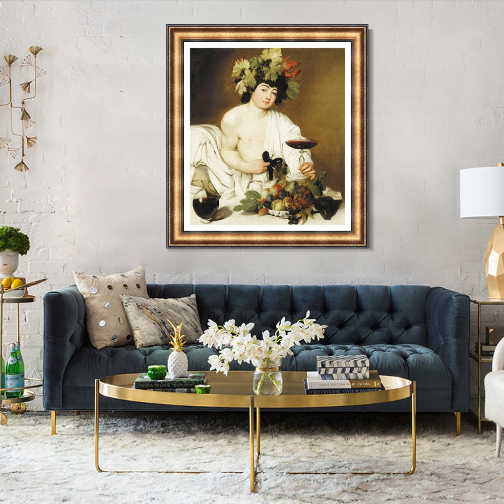 INVIN ART Framed Canvas Art Giclee Print Bacchus by Michelangelo Merisi da Caravaggio Wall Art