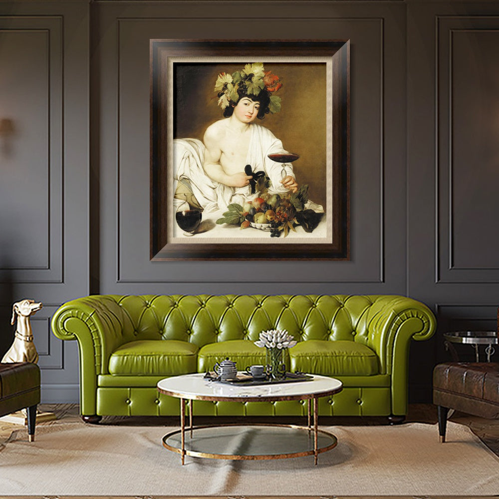 INVIN ART Framed Canvas Art Giclee Print Bacchus by Michelangelo Merisi da Caravaggio Wall Art