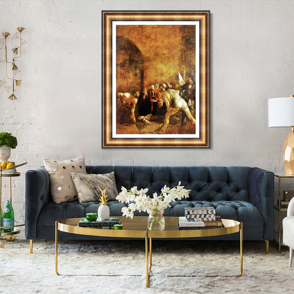 INVIN ART Framed Canvas Art Giclee Print Burial of St Lucy by Michelangelo Merisi da Caravaggio Wall Art