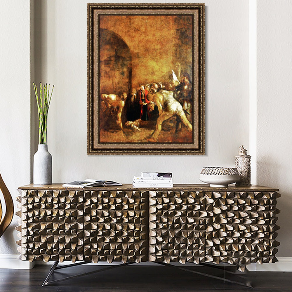 INVIN ART Framed Canvas Art Giclee Print Burial of St Lucy by Michelangelo Merisi da Caravaggio Wall Art