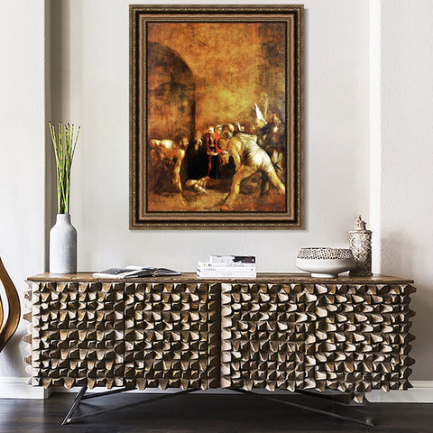 INVIN ART Framed Canvas Art Giclee Print Burial of St Lucy by Michelangelo Merisi da Caravaggio Wall Art Living Room Home Office Decorations