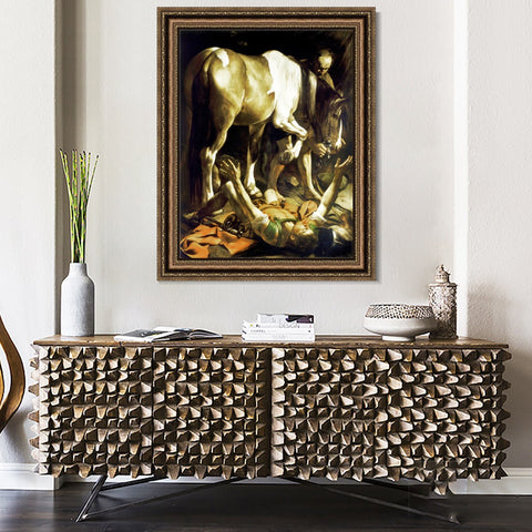 INVIN ART Framed Canvas Art Giclee Print The Conversion of St. (Saint) Paul by Michelangelo Merisi da Caravaggio Wall Art Living Decorations