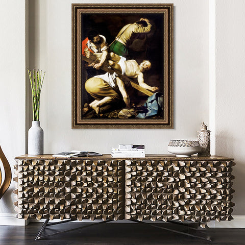 INVIN ART Framed Canvas Art Giclee Print The Crucifixion of Saint Peter by Michelangelo Merisi da Caravaggio Wall Art Living Room Home Office Decorations