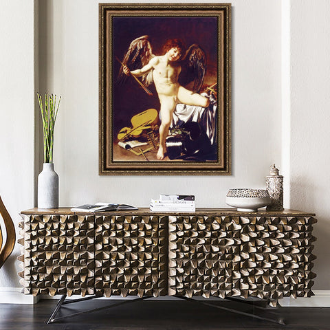 INVIN ART Framed Canvas Art Giclee Print Cupid as Victor by Michelangelo Merisi da Caravaggio Wall Art Living Room Home Office Decorations