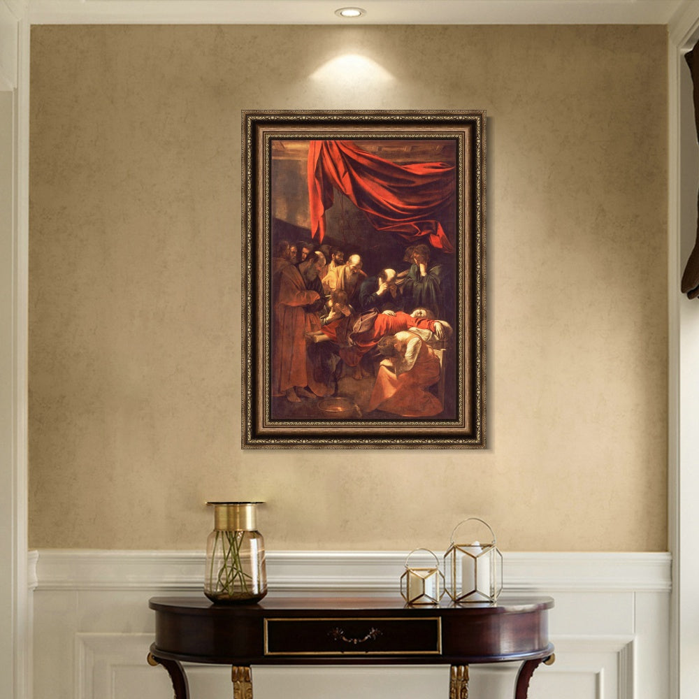 INVIN ART Framed Canvas Art Giclee Print The Death of The Virgin by Michelangelo Merisi da Caravaggio Wall Art