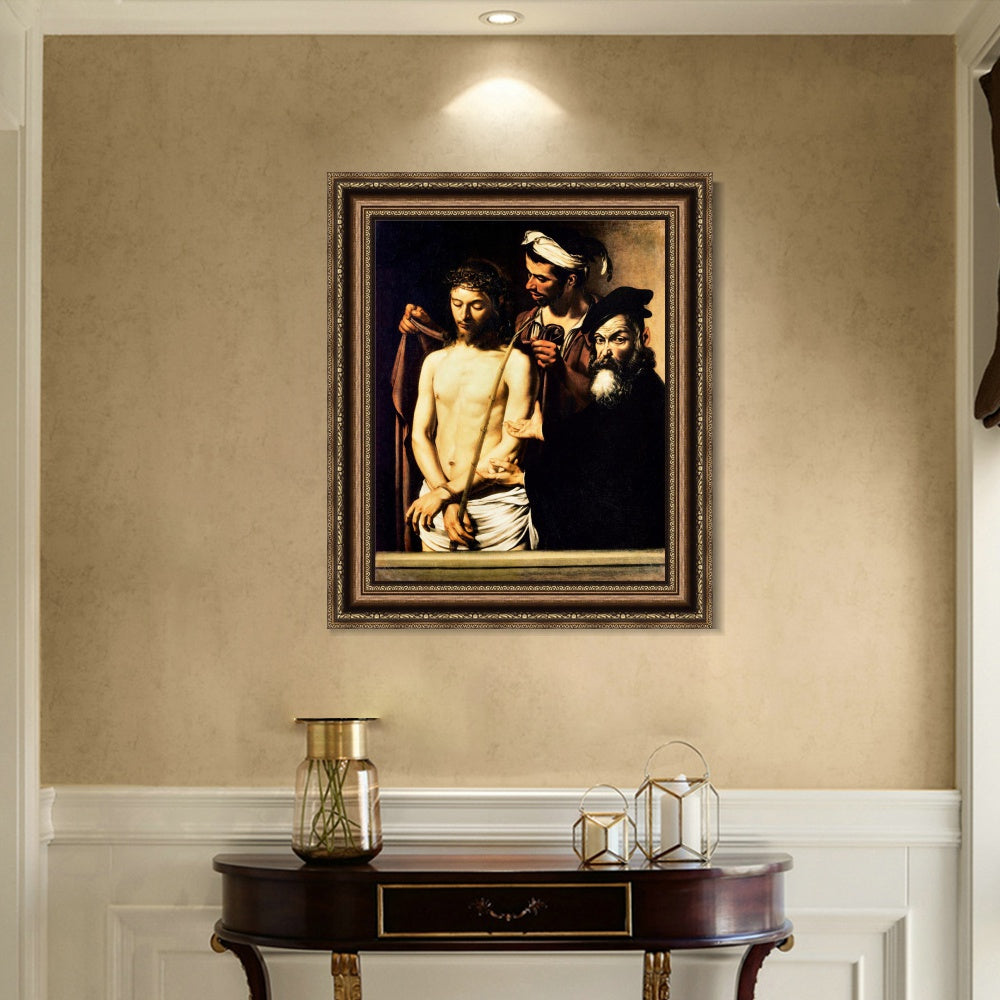 INVIN ART Framed Canvas Art Giclee Print ECCE Homo by Michelangelo Merisi da Caravaggio Wall Art