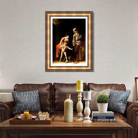 INVIN ART Framed Canvas Art Giclee Print Madonna with The Serpent by Michelangelo Merisi da Caravaggio Wall Art Living Room Home Office Decorations