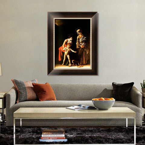 INVIN ART Framed Canvas Art Giclee Print Madonna with The Serpent by Michelangelo Merisi da Caravaggio Wall Art Living Room Home Office Decorations