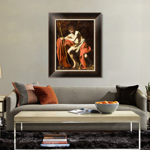 INVIN ART Framed Canvas Art Giclee Print Saint John The Baptist in The Wilderness by Michelangelo Merisi da Caravaggio Wall Art Decorations