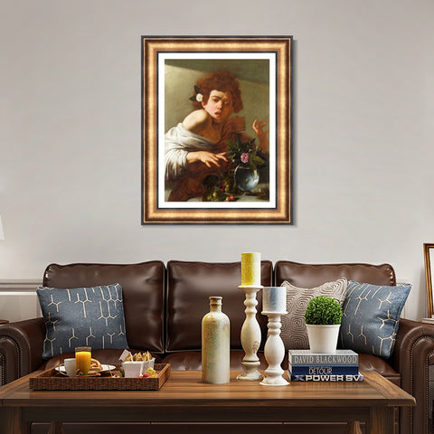 INVIN ART Framed Canvas Art Giclee Print Boy Bitten by a Lizard by Michelangelo Merisi da Caravaggio Wall Art Living Room Home Office Decorations